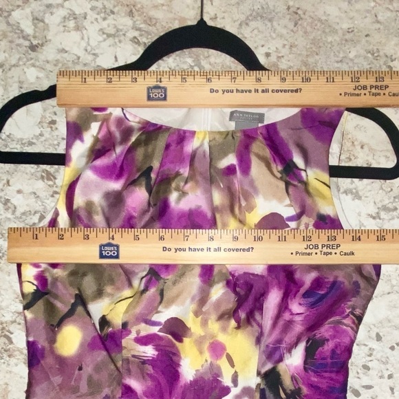 Ann Taylor floral purple, yellow, black, gray, and white dress Size 00 Petite - Picture 8 of 9